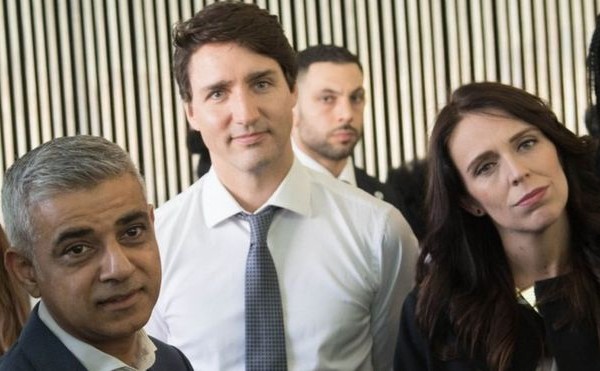 Sadiq Khan welcomed Canadian PM Justin Trudeau and New Zealand PM Jacinda Ardern to London